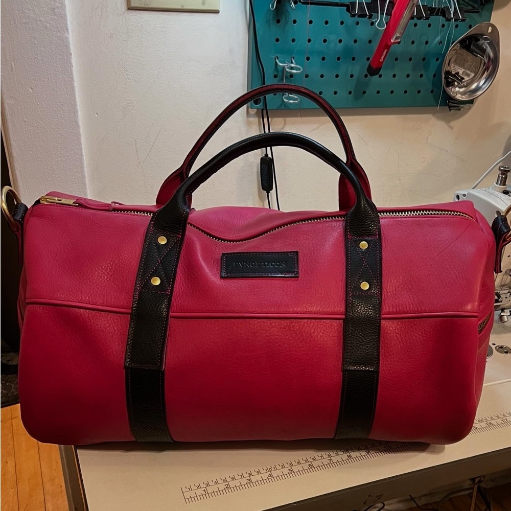 Pink and Black Horween Leather Duffel Bag